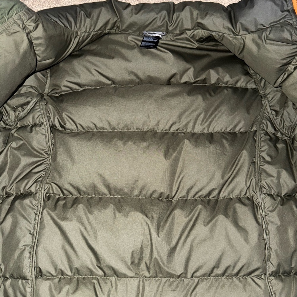 The North Face Olive and Black Puffer Jacket with Orange Accents - Picture 6 of 7